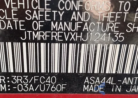 2017 Toyota Rav4 Xle from USA, damaged, VIN JTMRFREVXHJ124135